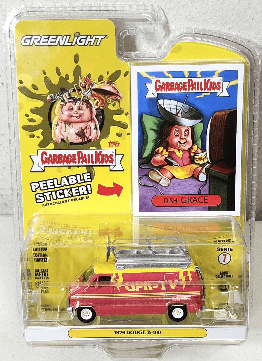 1976 Dodge B-100 Dish Grace 1/64 Garbage Pail Kids Toy Vehicle Greenlight NEW
