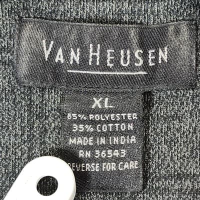 Van Heusen Men's XL Green Long Sleeve Polo Shirt - Thumbnail 7