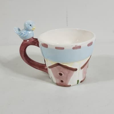 Hermitage Pottery Birdhouse Tea Cup Ceramic Dolo Blue Bird - Thumbnail 5