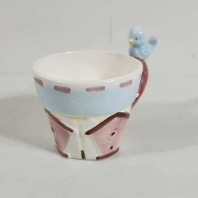 Hermitage Pottery Birdhouse Tea Cup Ceramic Dolo Blue Bird - Thumbnail 3