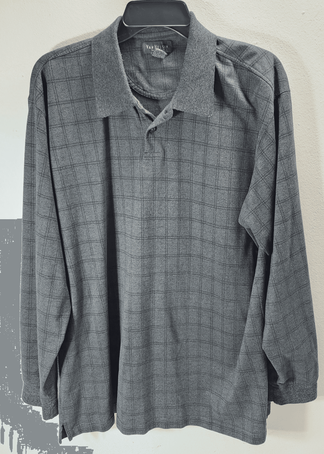 Van Heusen Men's XL Green Long Sleeve Polo Shirt - Thumbnail 5