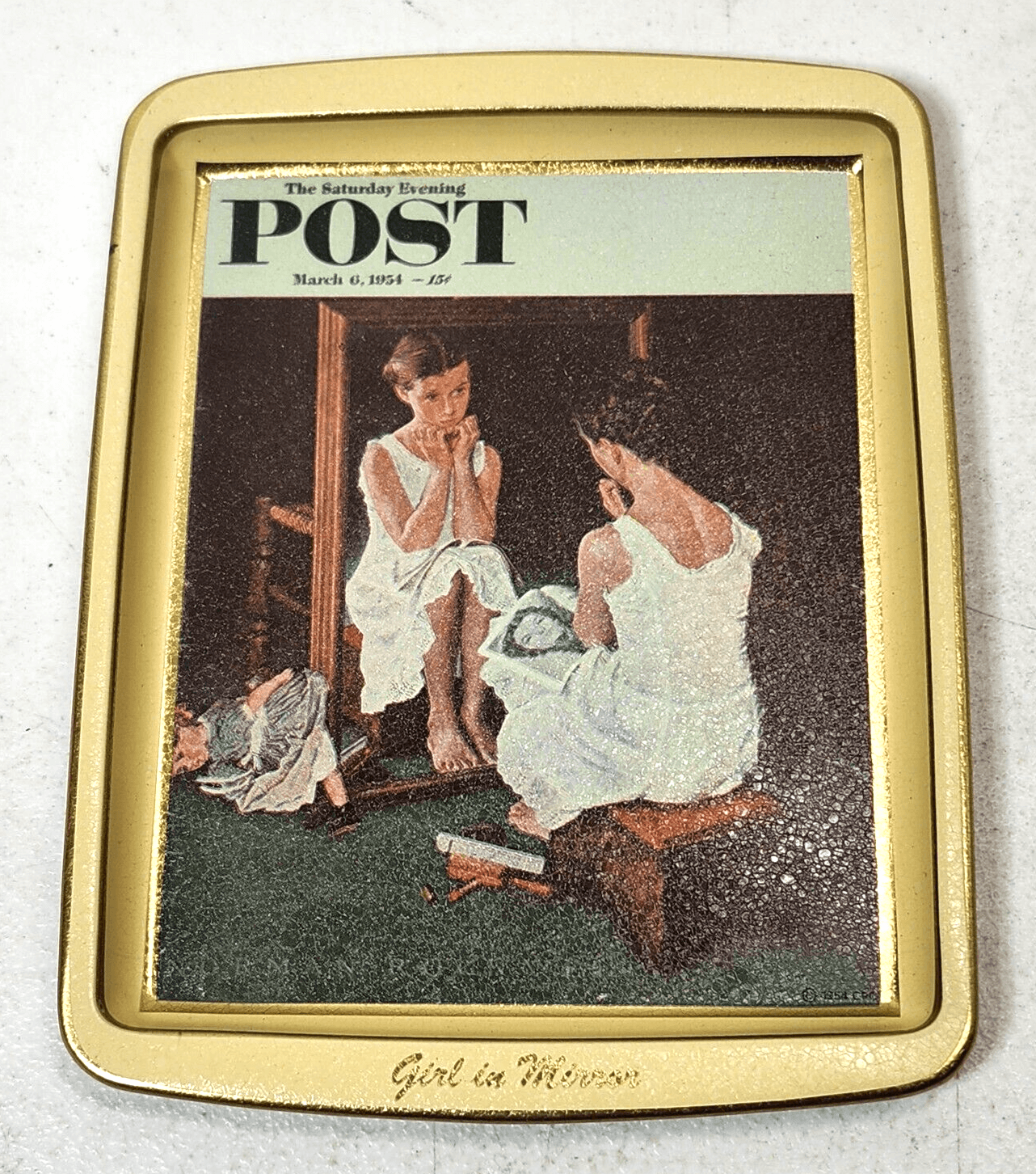 Vintage Norman Rockwell Evening Post Tin Tray Home Bar Decor Collectors Series - Thumbnail 2