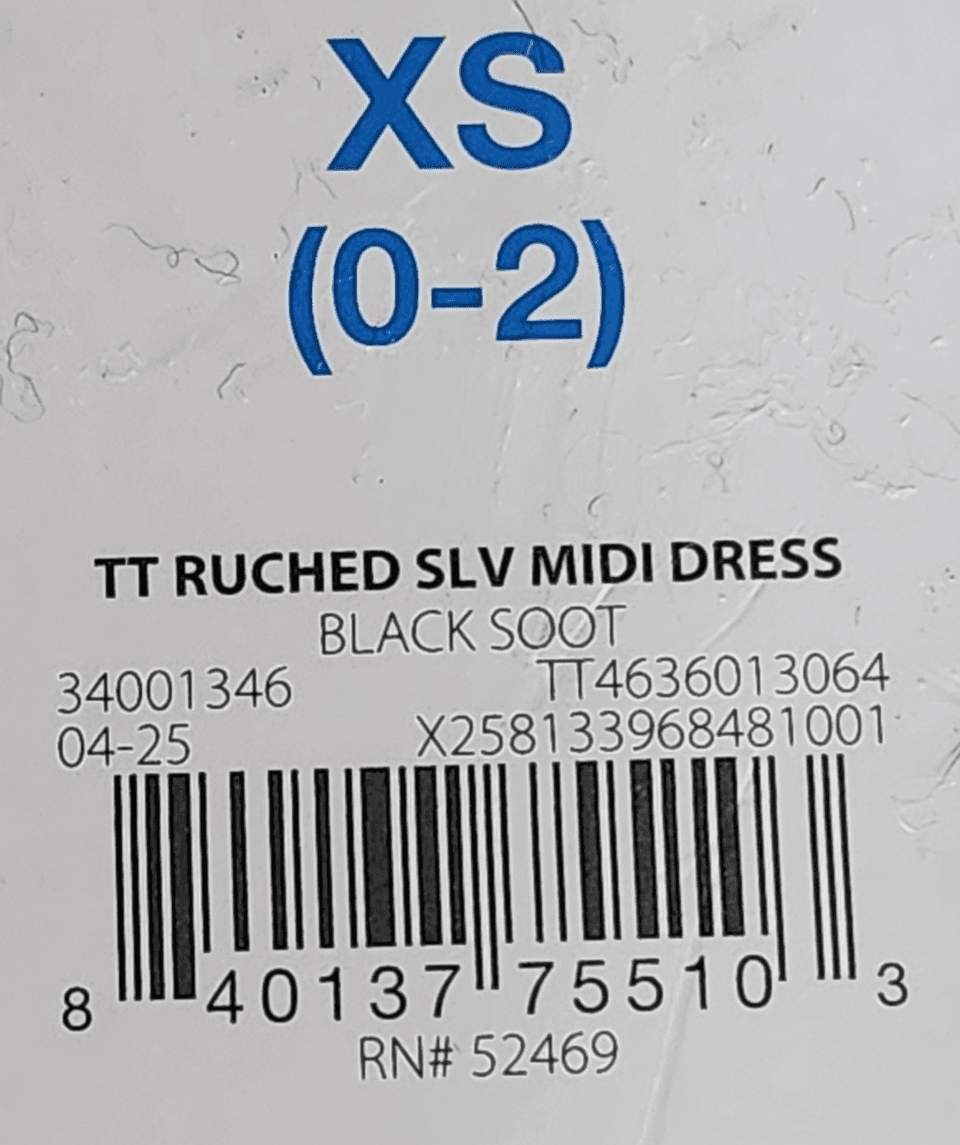 Time and Tru Women's V-Neck Midi Dress Size XS Ruched Sleeve Black Floral NEW - Thumbnail 8