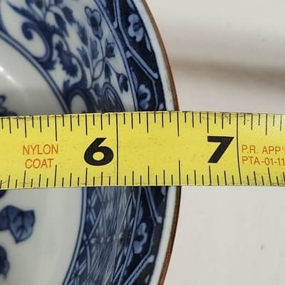 Lord & Taylor Blue and White Porcelain Japanese Floral Bowl 6.55" - Thumbnail 4