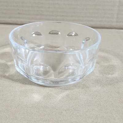 Vintage Arcoroc France Dimpled Thumbprint Glass Dessert Bowl 4.25" - Thumbnail 2
