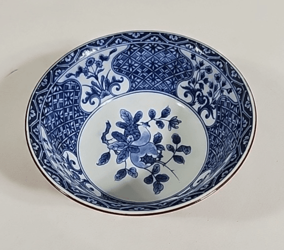 Lord & Taylor Blue and White Porcelain Japanese Floral Bowl 6.55" - Thumbnail 9