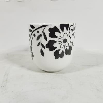 Martha Stewart Black Floral Design On White Cup Mug Coffee NEW - Thumbnail 2
