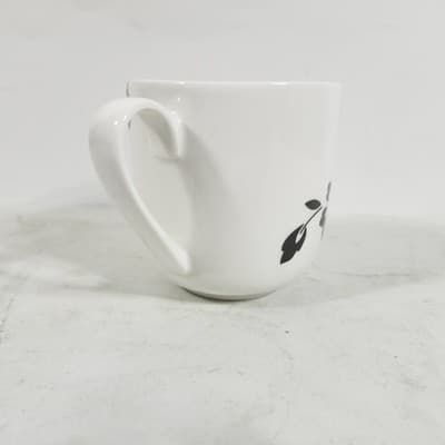 Martha Stewart Black Floral Design On White Cup Mug Coffee NEW - Thumbnail 4