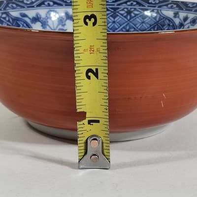 Lord & Taylor Blue and White Porcelain Japanese Floral Bowl 6.55" - Thumbnail 5