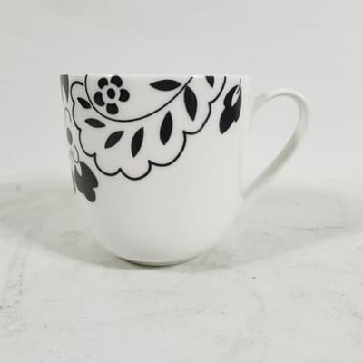 Martha Stewart Black Floral Design On White Cup Mug Coffee NEW - Thumbnail 5