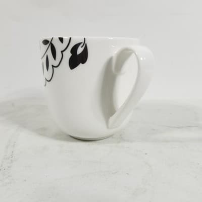 Martha Stewart Black Floral Design On White Cup Mug Coffee NEW - Thumbnail 3