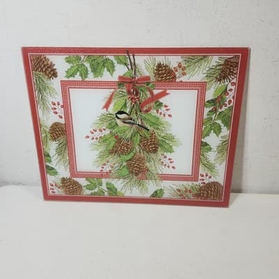 Textured Glass Hotplate Holiday Home Decor Pinecones & Bird Mary Lake Thompson - Thumbnail 3