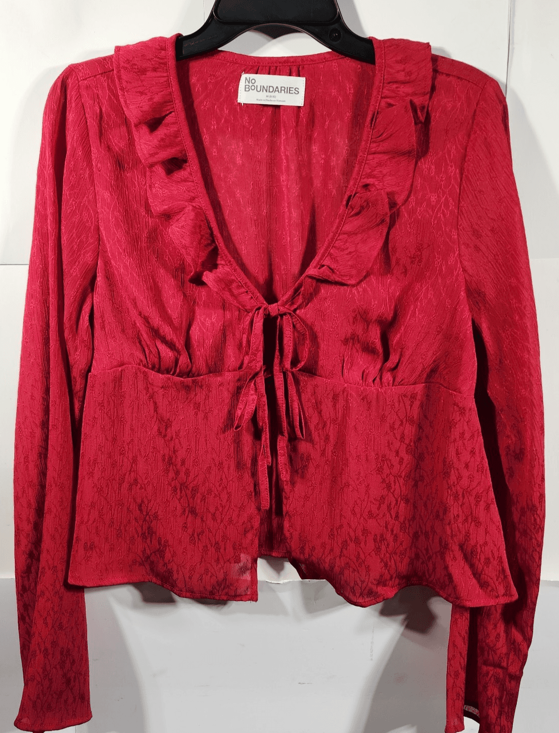 Womens Babydoll Top Size M Cottage Fairycore Glam Red No Boundaries NEW - Thumbnail 5