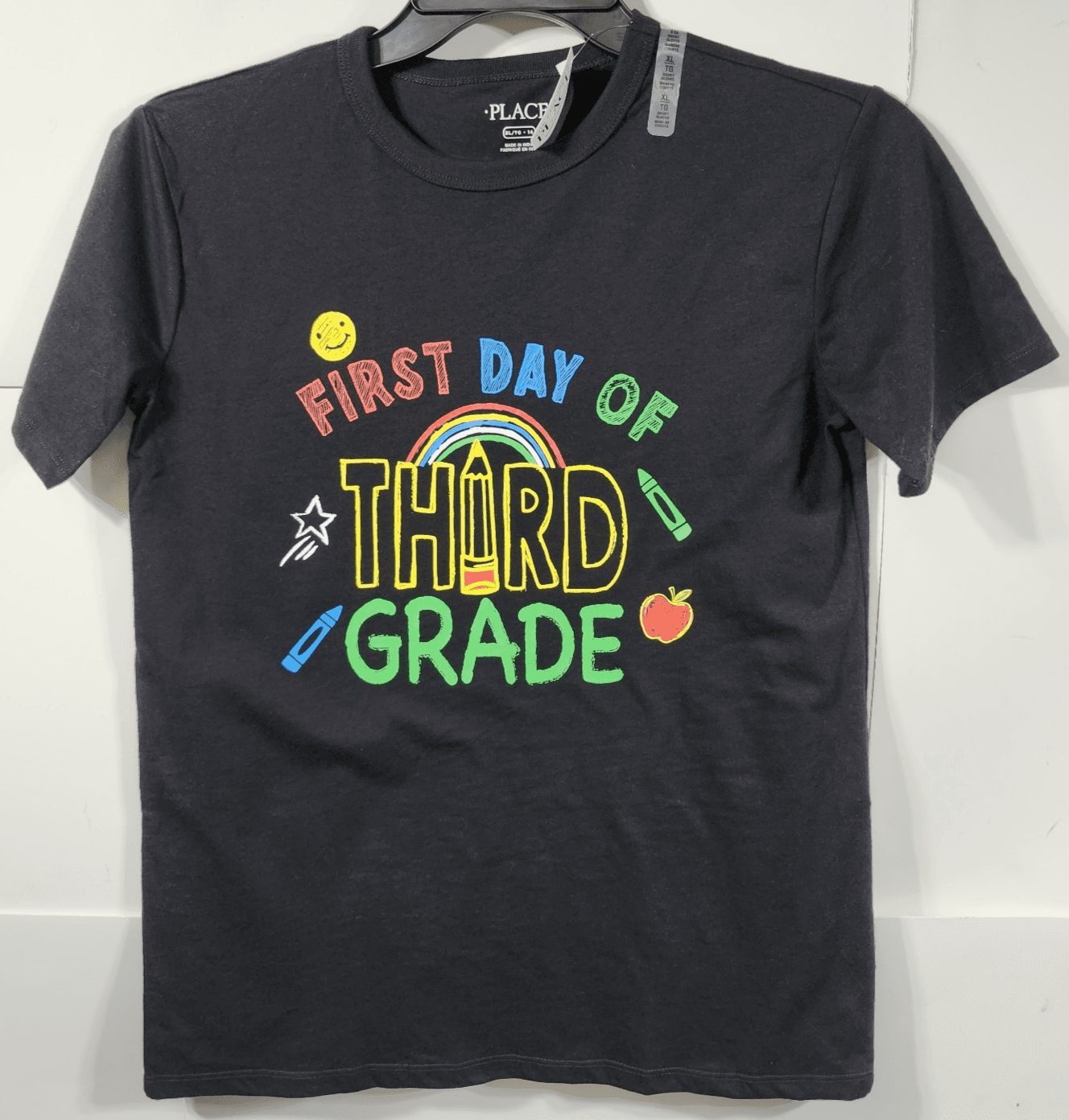 The Children's Place Tshirt Size XL First Day Of Third Grade Graphic Black NEW - Thumbnail 5