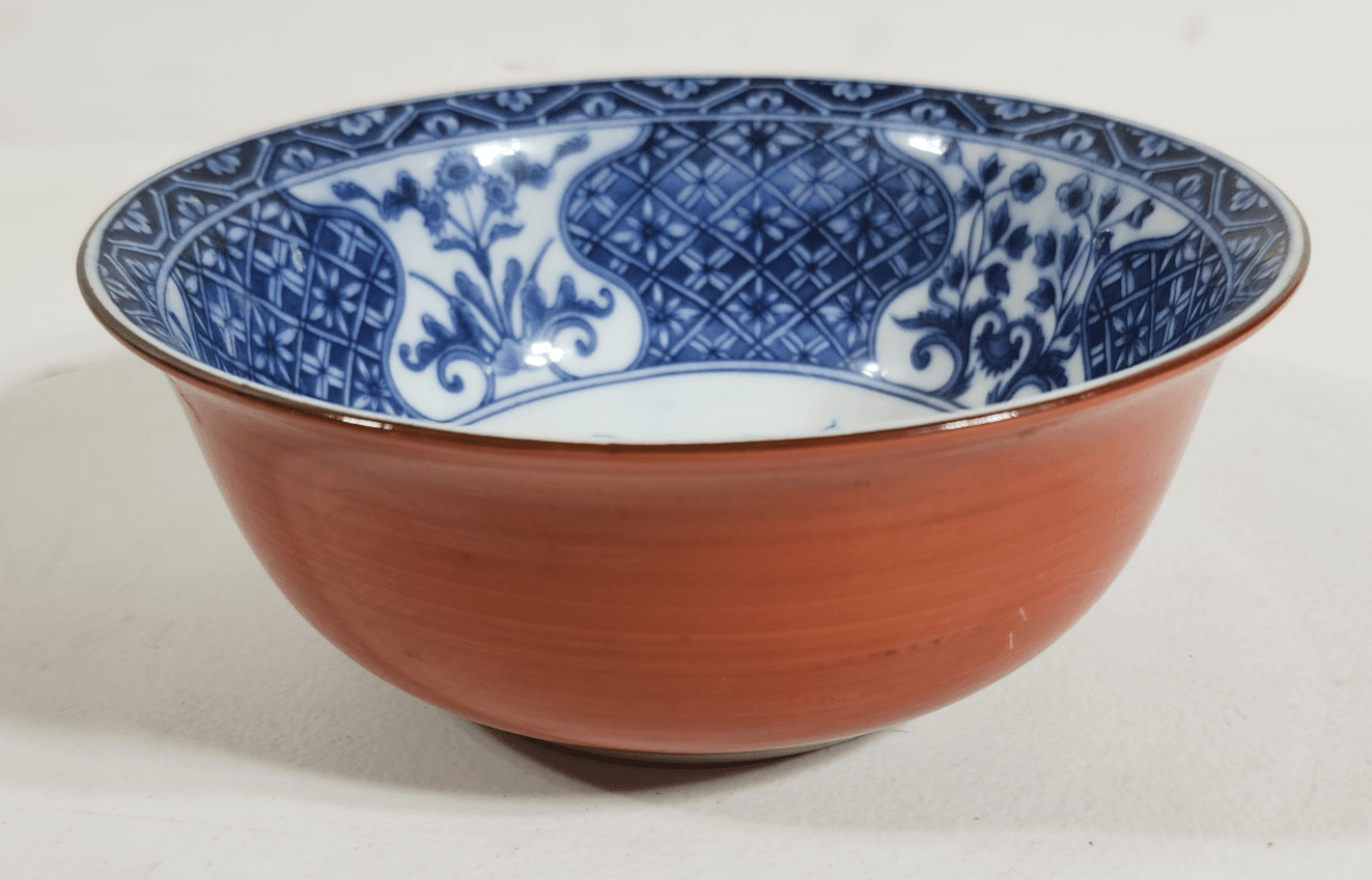 Lord & Taylor Blue and White Porcelain Japanese Floral Bowl 6.55" - Thumbnail 3