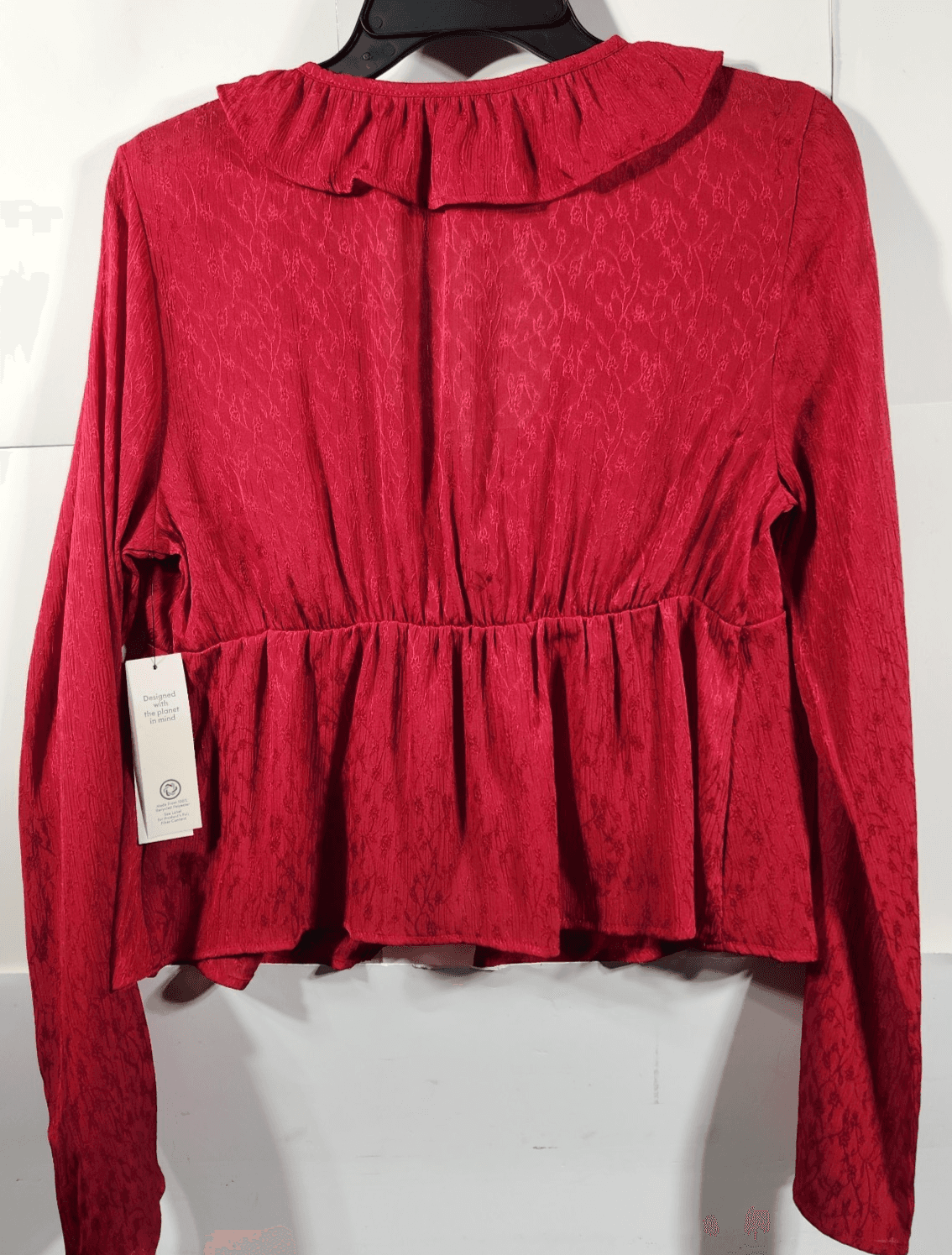Womens Babydoll Top Size M Cottage Fairycore Glam Red No Boundaries NEW - Thumbnail 6
