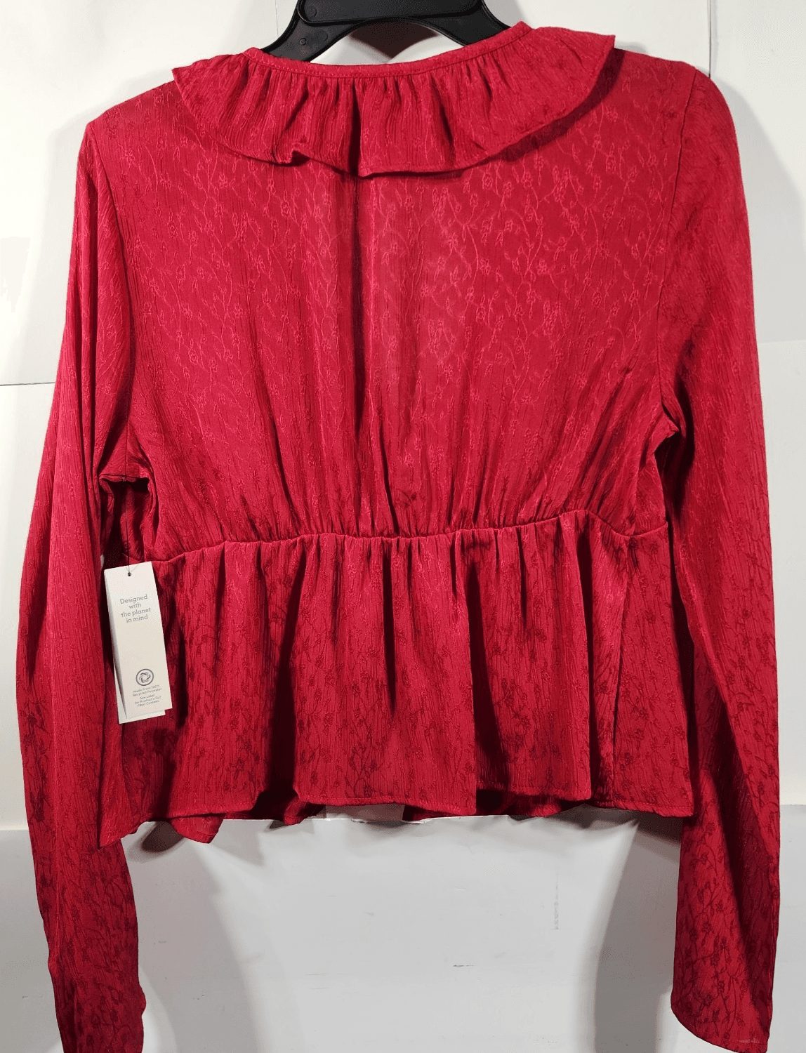 Womens Babydoll Top Size M Cottage Fairycore Glam Red No Boundaries NEW - Thumbnail 4