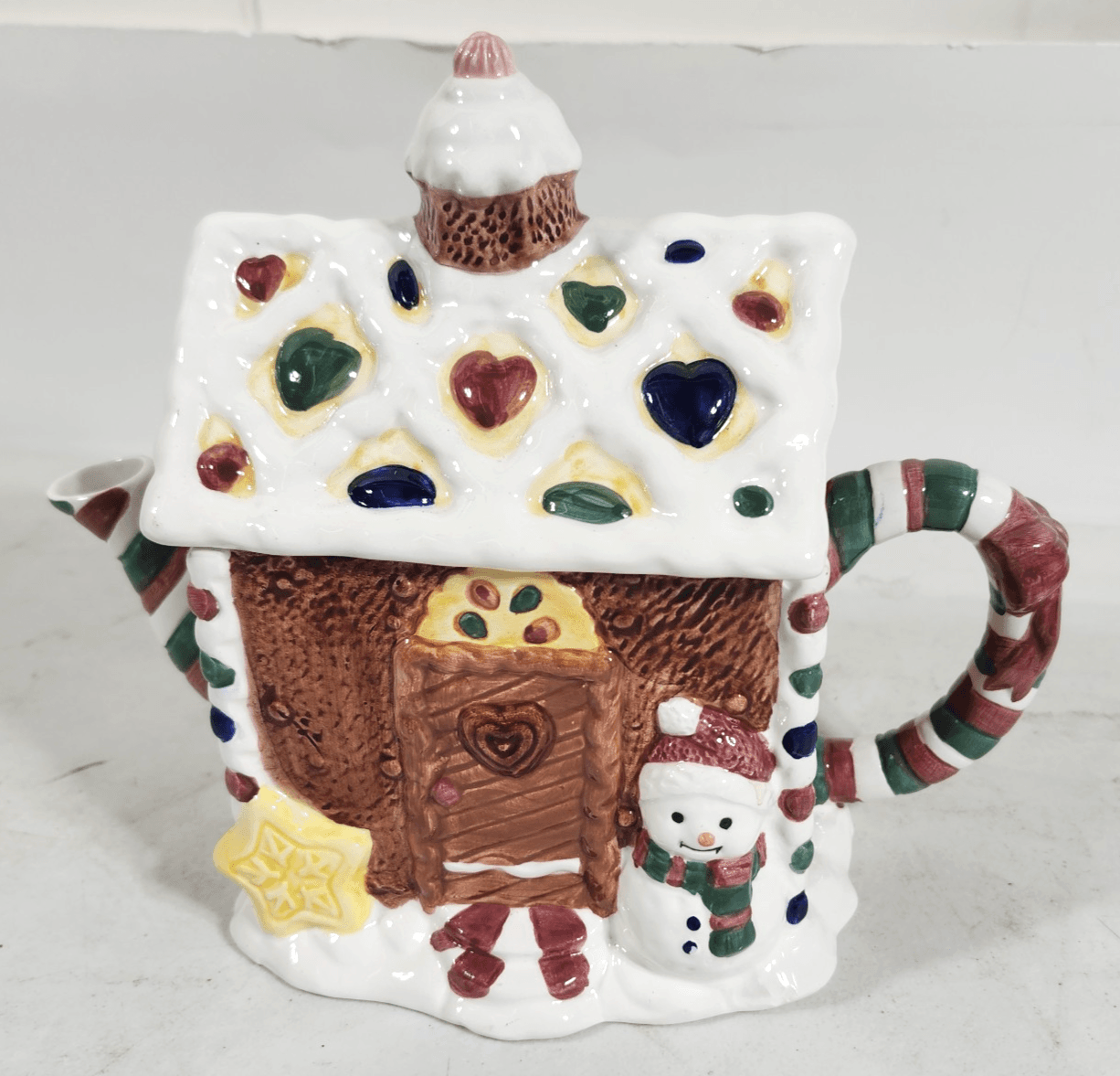Jay Imports Christmas Teapot Holiday Snowman Angel Theme Gingerbread Decor - Thumbnail 2