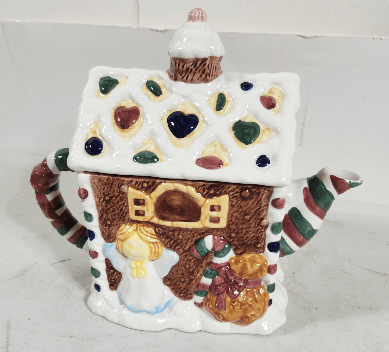 Jay Imports Christmas Teapot Holiday Snowman Angel Theme Gingerbread Decor - Thumbnail 7