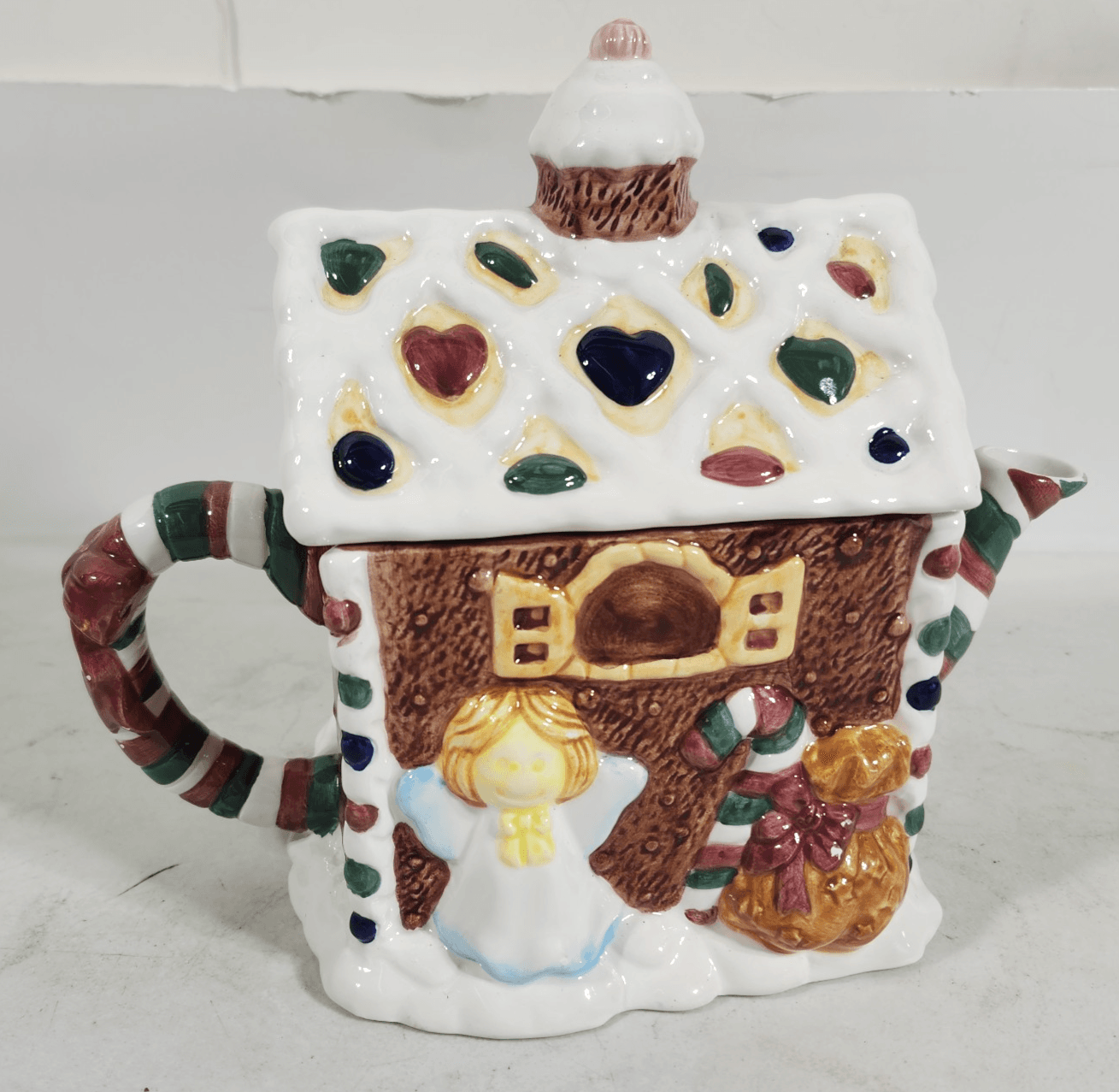 Jay Imports Christmas Teapot Holiday Snowman Angel Theme Gingerbread Decor - Thumbnail 6