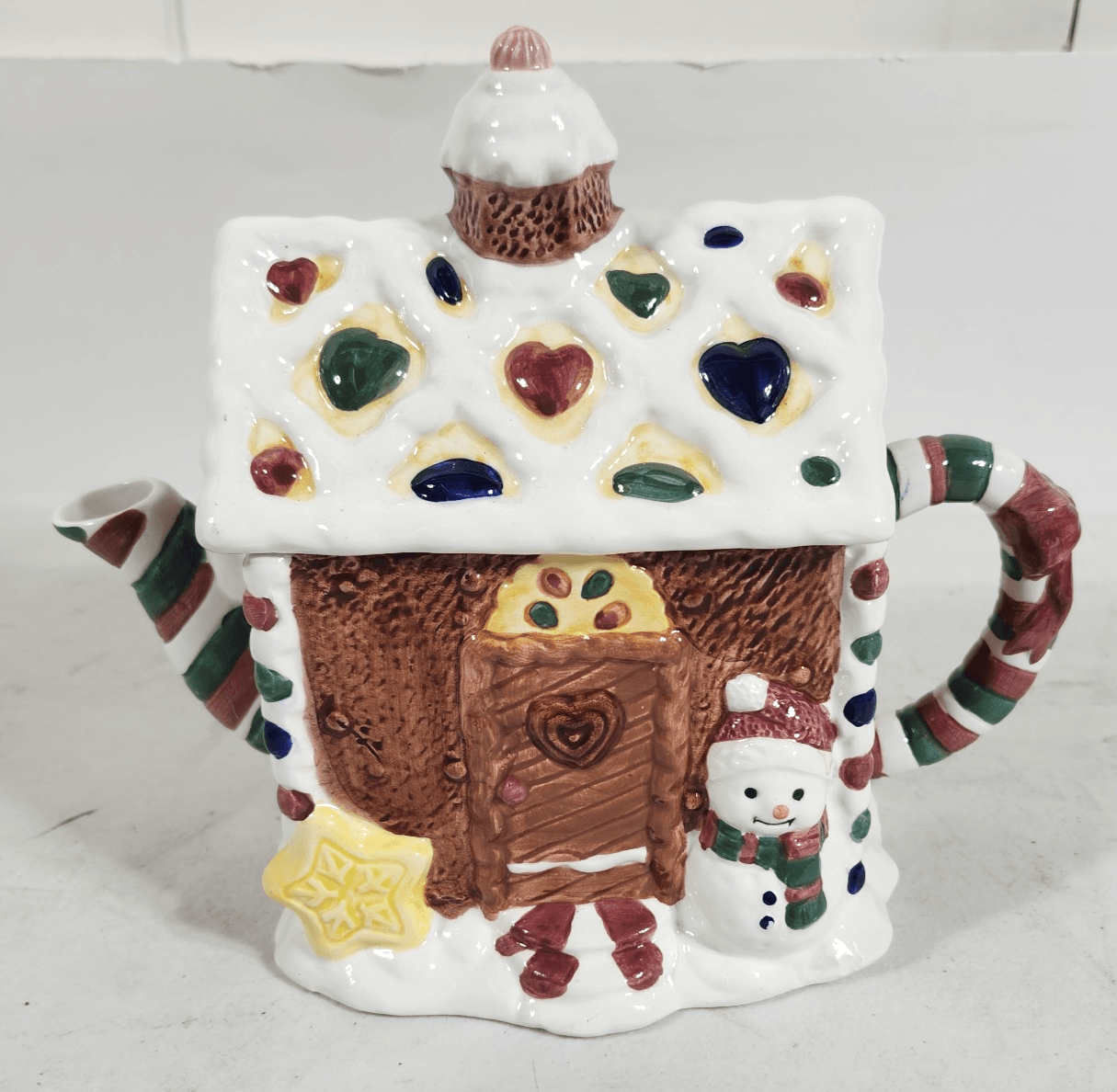 Jay Imports Christmas Teapot Holiday Snowman Angel Theme Gingerbread Decor - Thumbnail 3