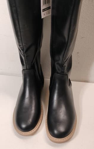 Time and Tru Boots Womens 6 Tall Riding Black Faux Leather Buckle Cuban Heels - Thumbnail 3