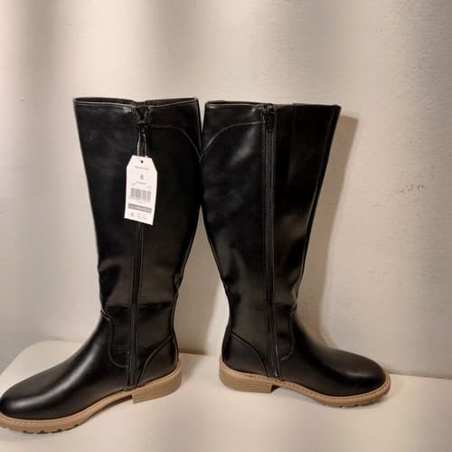 Time and Tru Boots Womens 6 Tall Riding Black Faux Leather Buckle Cuban Heels - Thumbnail 10