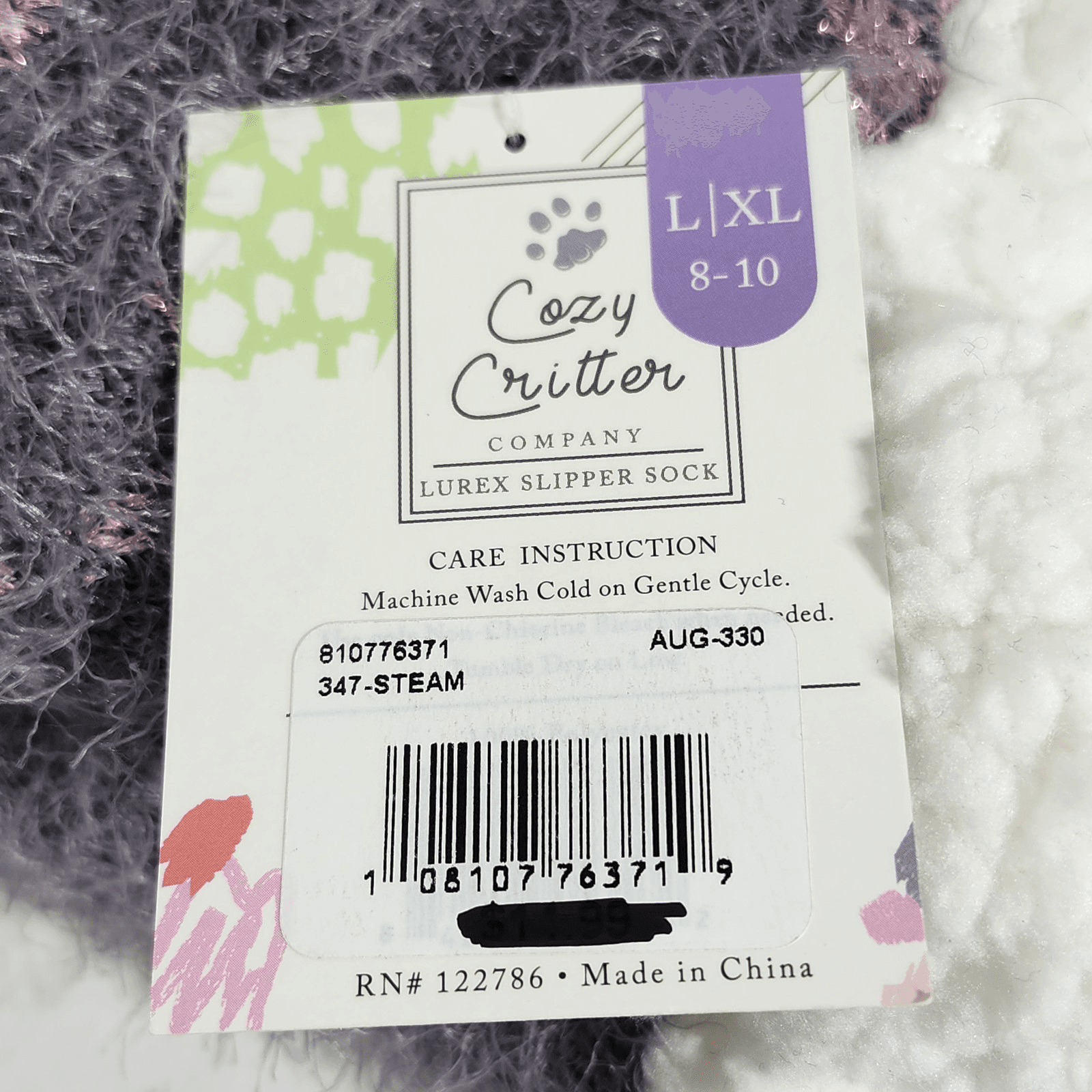 Women's Cozy Critter Socks Pink Snowflakes Size 8-11 Grip Bottom NEW - Thumbnail 7