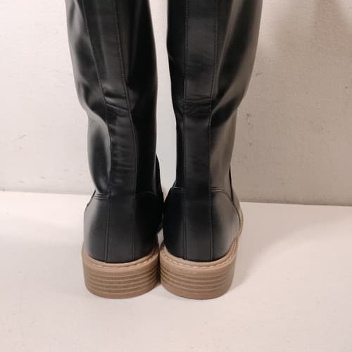 Time and Tru Boots Womens 6 Tall Riding Black Faux Leather Buckle Cuban Heels - Thumbnail 7