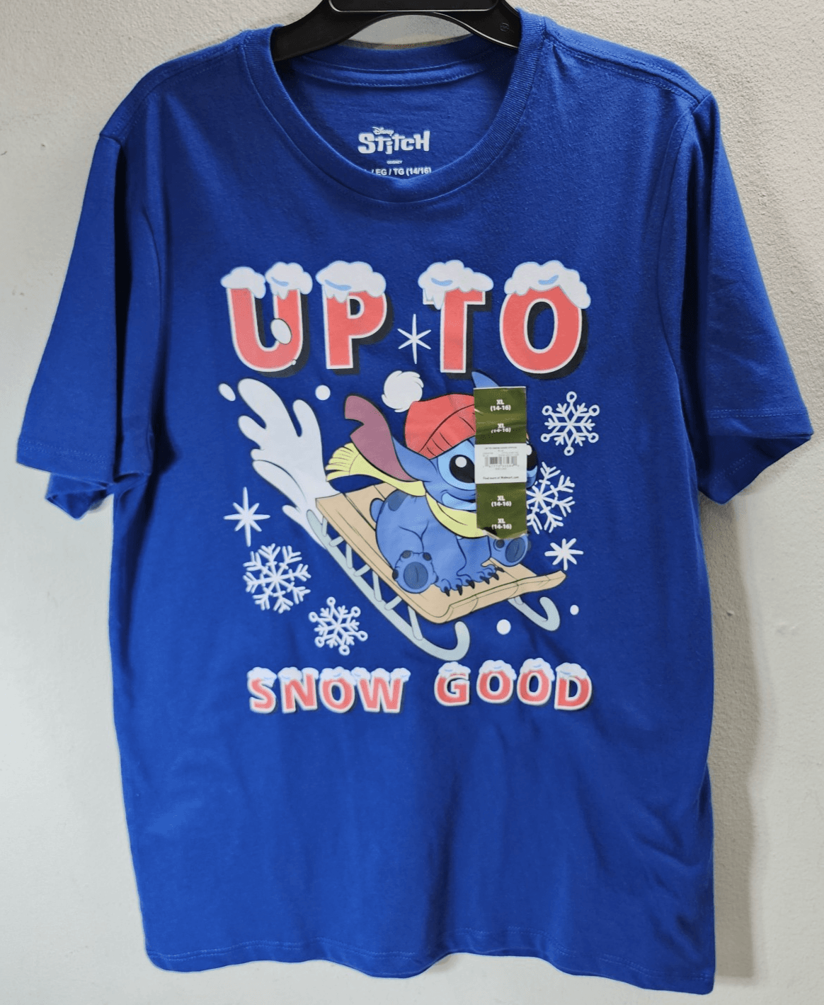 Disney Lilo & Stitch "Up To Snow Good" Graphic T-shirt Boys Size XL NEW - Thumbnail 5