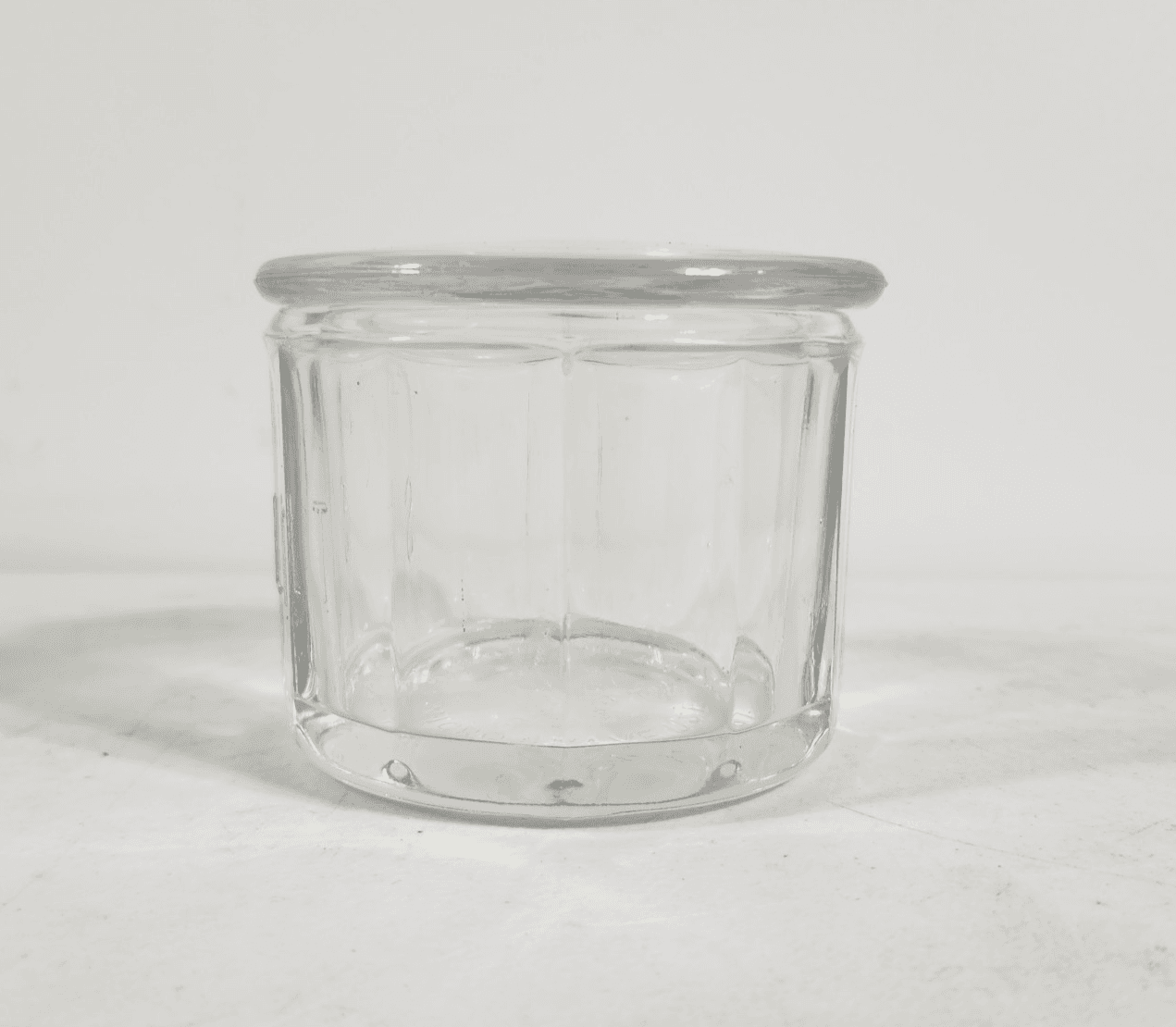 Vtg Anchor Hocking Fire King Salt Box Glass Jar Canister With Lid 2.75" Tall - Thumbnail 3