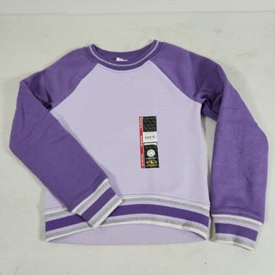 Athletic Works Girls Fleece Sweatshirt Size XS 4-5 Purple Shirt Top NEW - Thumbnail 3