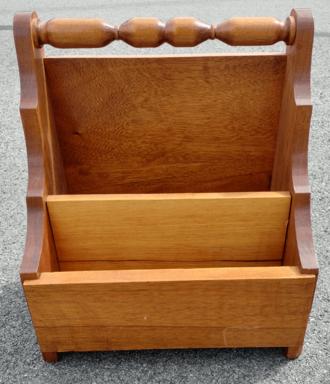 Vintage Wooden Wood Magazine Rack Holder MCM Spindles - Thumbnail 2