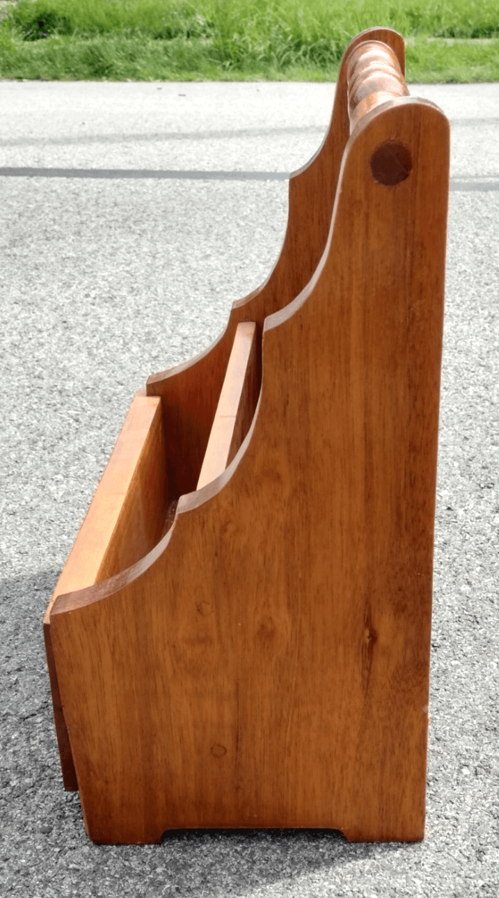 Vintage Wooden Wood Magazine Rack Holder MCM Spindles - Thumbnail 5