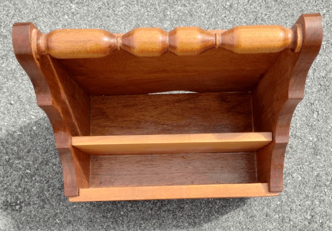 Vintage Wooden Wood Magazine Rack Holder MCM Spindles - Thumbnail 3