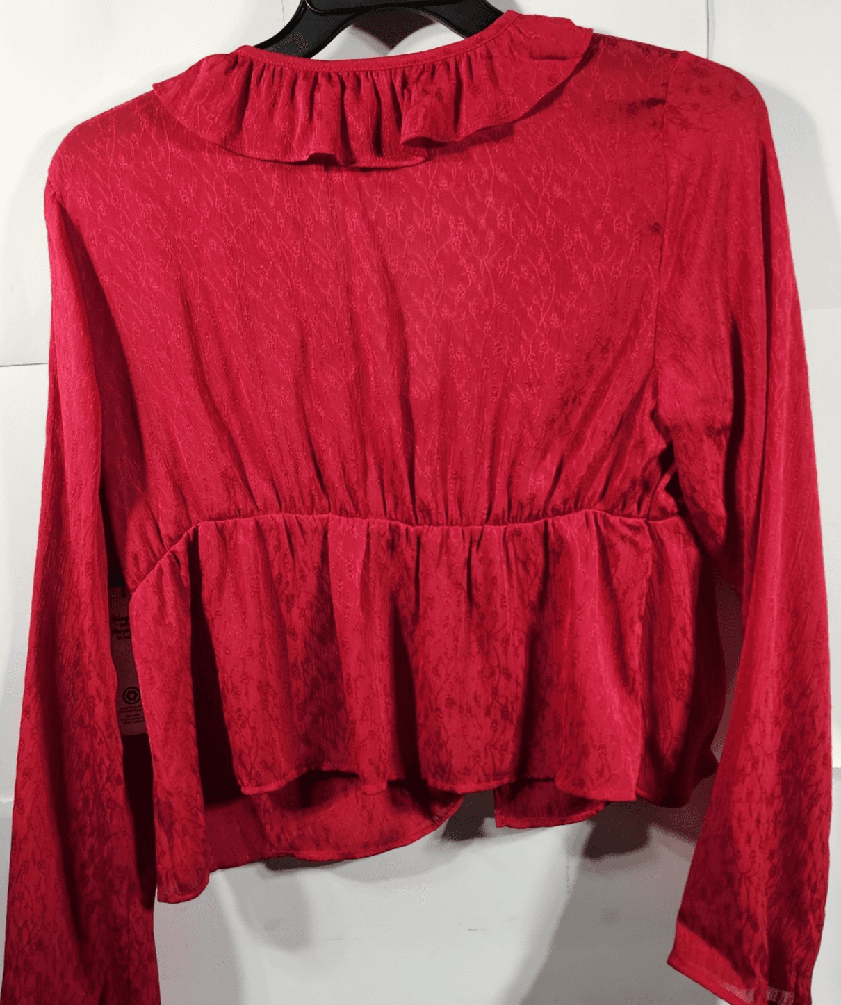 Womens Babydoll Top Size L Cottage Fairycore Glam Red No Boundaries NEW - Thumbnail 6