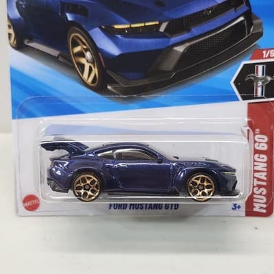 2025 Hot Wheels Ford Mustang GTD Mustang 60 Blue Car 1/64 Toy Vehicle NEW - Thumbnail 2