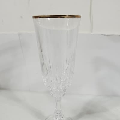 2 Clear Glass Champagne Flute With Diamond Design Etched Home Bar Decor 7.5" - Thumbnail 3
