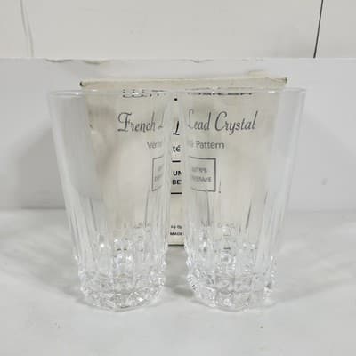 Vintage W.M Dalton French Lead Crystal Verite Pattern #6 Beverage Glass Set of 2 - Thumbnail 2