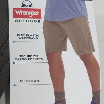 Wrangler Mens 48 Cargo Shorts Moisture Wicking UPF Pockets Softshell Gray NEW - Thumbnail 8