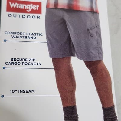 Wrangler Mens 46 Cargo Shorts Moisture Wicking UPF Pockets Softshell Black NEW - Thumbnail 7