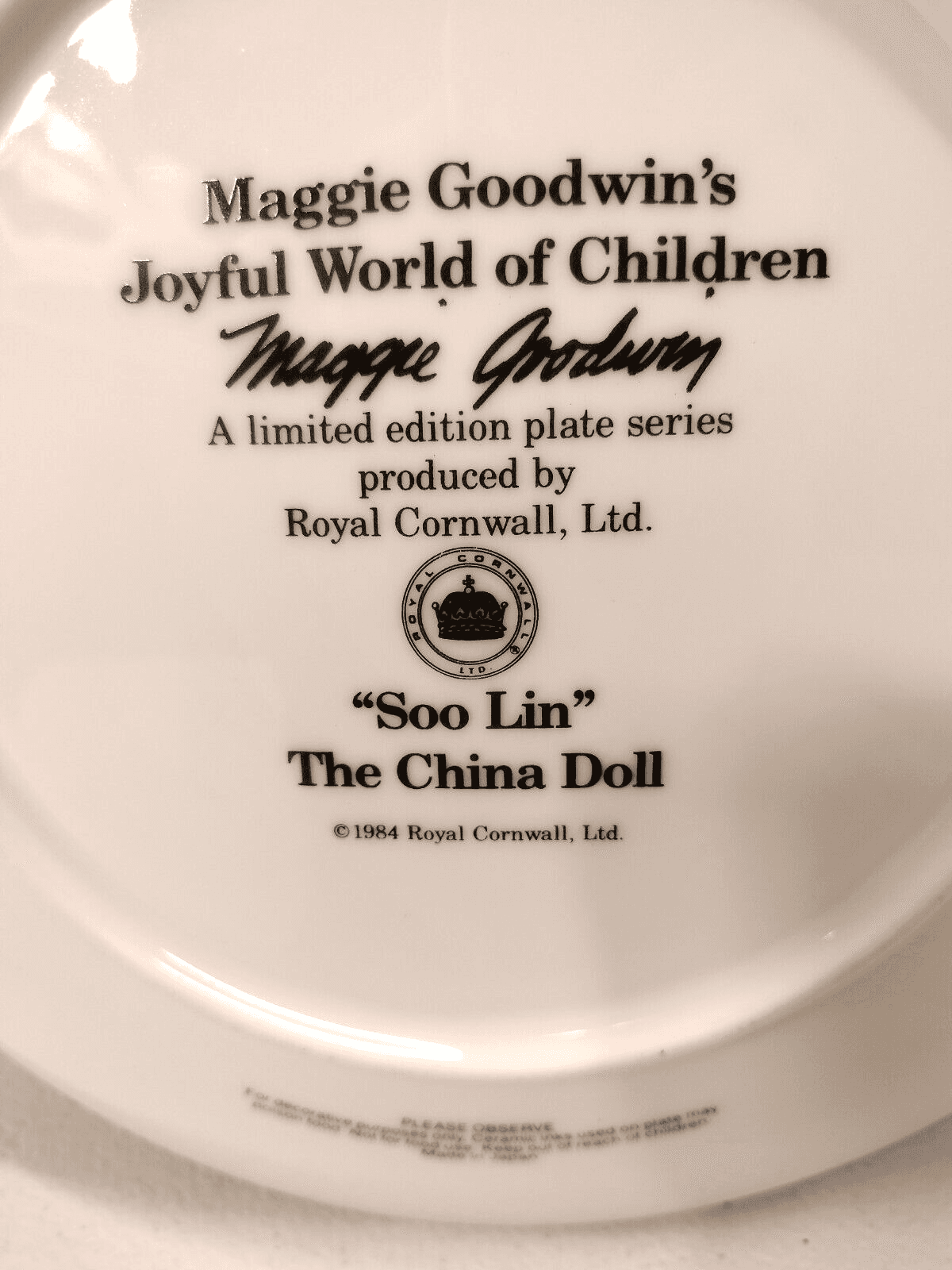Soo Lin The China Doll Collector Plate Maggie Goodwin 1984 Royal Cornwall - Thumbnail 4