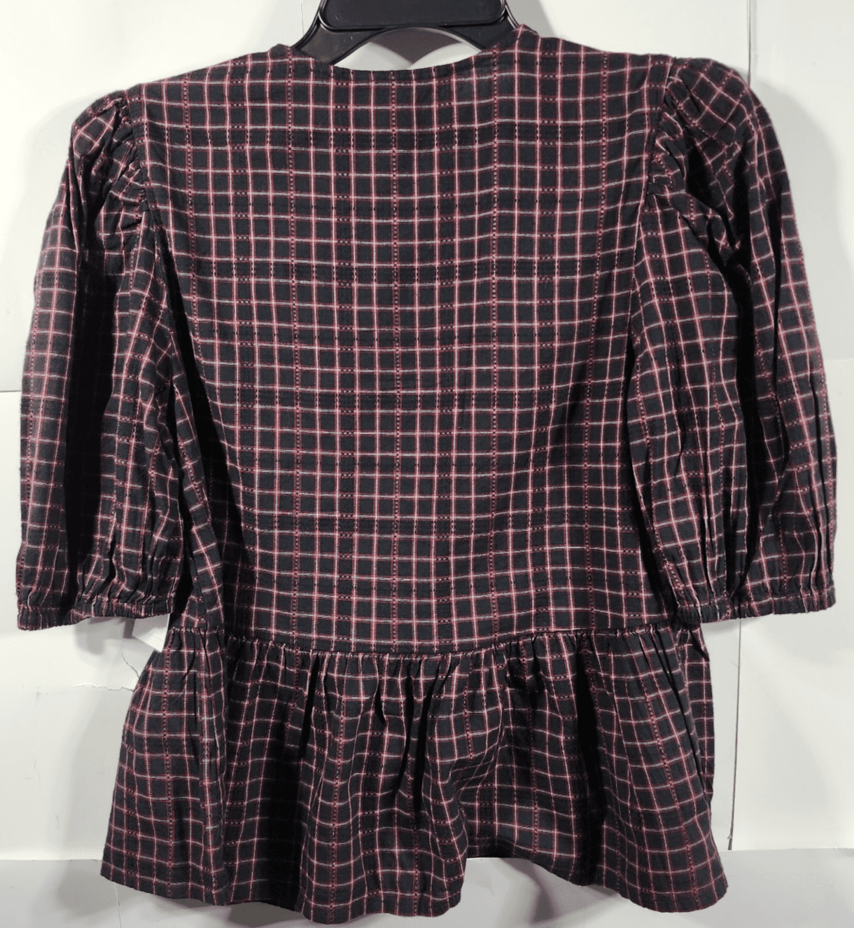 Time and Tru Women's XS Tie Front Peplum Top with Short Puff Sleeves NEW - Thumbnail 6