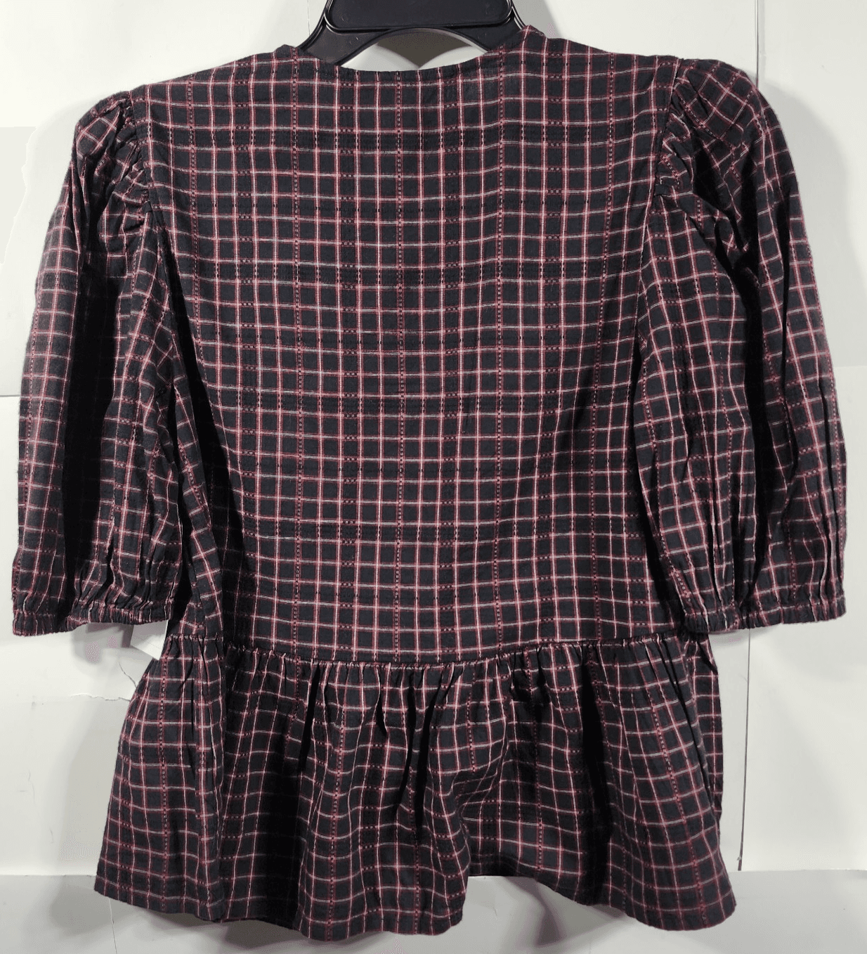 Time and Tru Women's XS Tie Front Peplum Top with Short Puff Sleeves NEW - Thumbnail 4