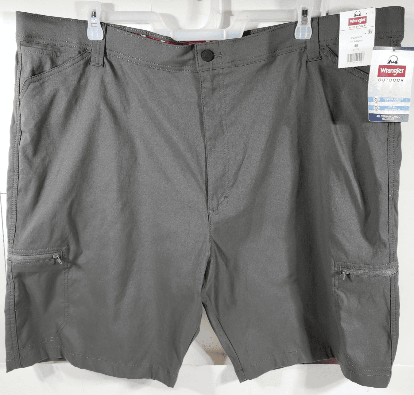 Wrangler Mens 48 Cargo Shorts Moisture Wicking UPF Pockets Softshell Gray NEW - Thumbnail 5