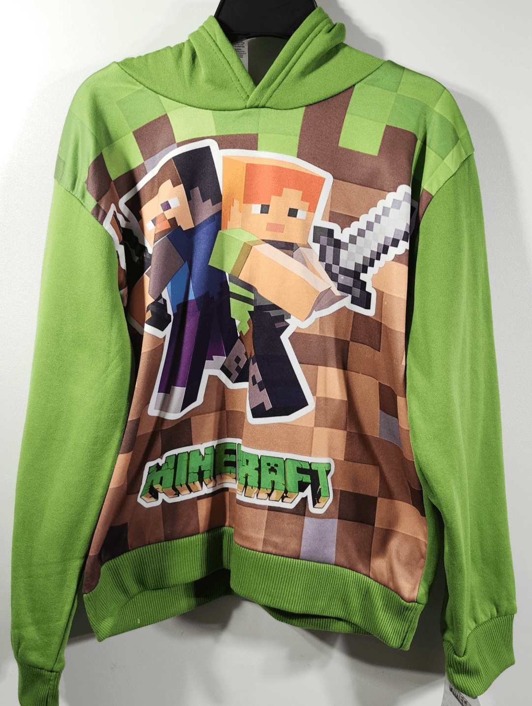 Minecraft Boy's Large Hoodie Green Long Sleeve Pullover Hooded Sweatshirt NEW - Thumbnail 5