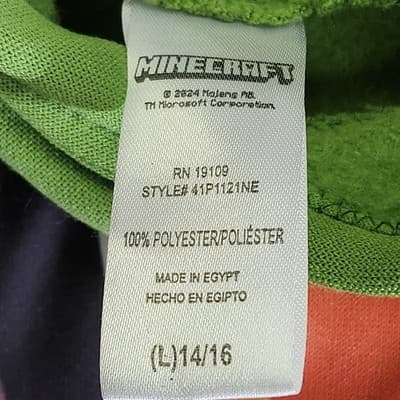 Minecraft Boy's Large Hoodie Green Long Sleeve Pullover Hooded Sweatshirt NEW - Thumbnail 7
