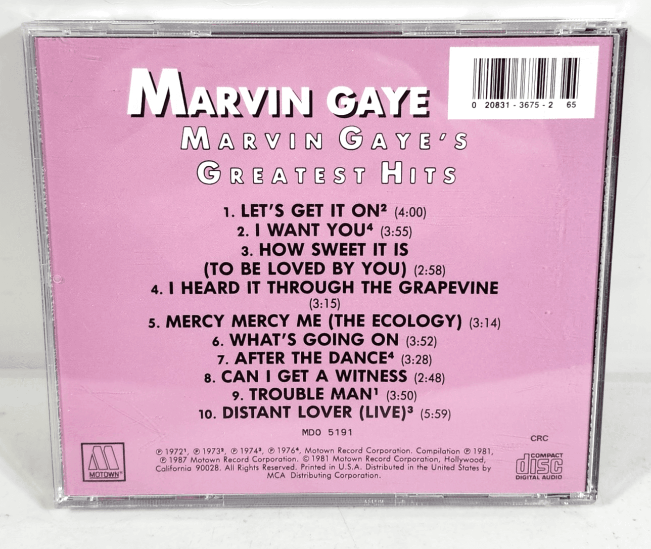 Motown Compact Classic Marvin Gaye's Greatest Hits Music CD 1987 Motown - Thumbnail 4
