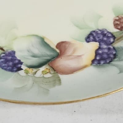 Haviland Hand Painted Plate Good Trim 8.5" France W/Black Berries - Thumbnail 4