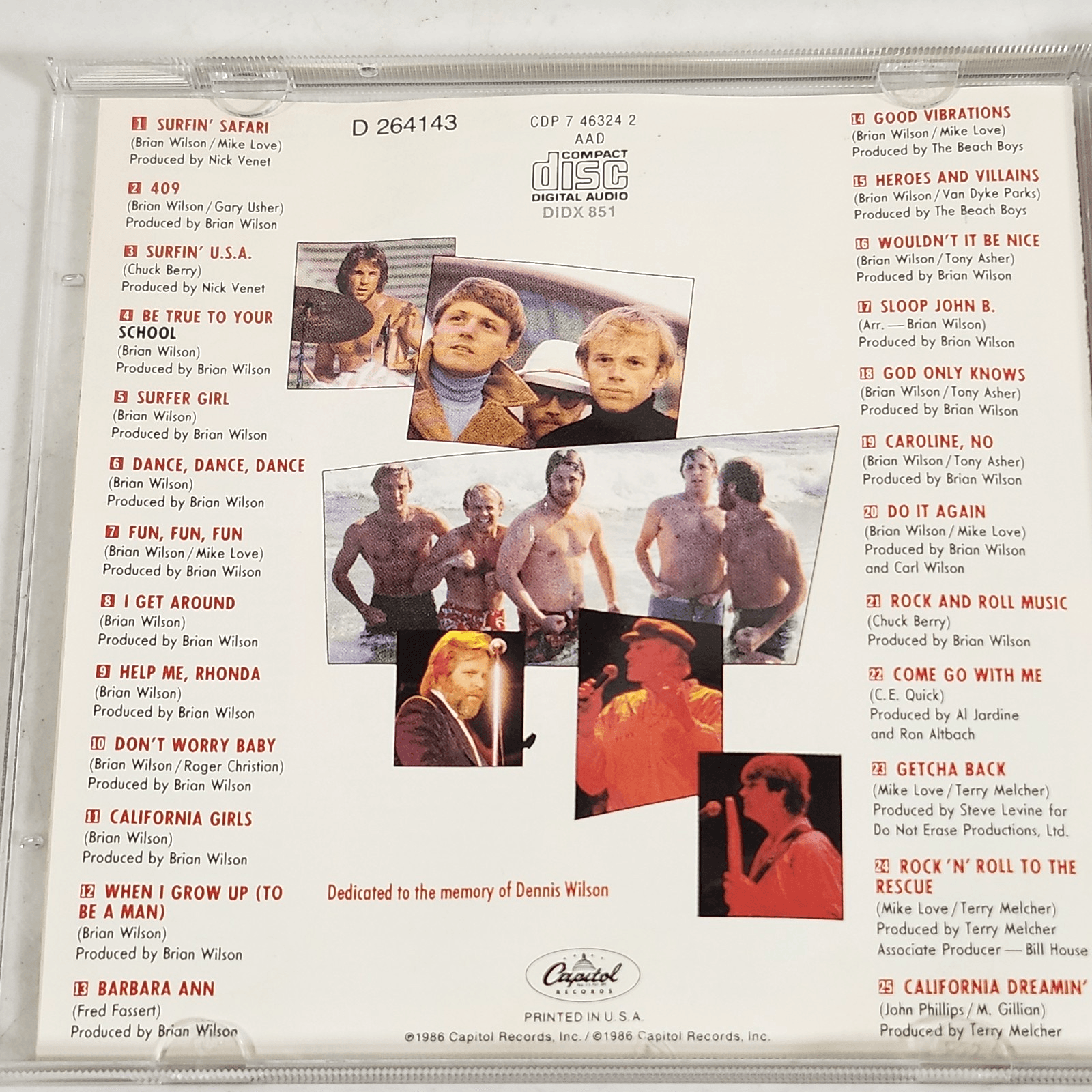 Made In U.S.A. By Beach Boys Music CD 1986 Capitol Records - Thumbnail 4